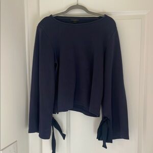 J. Crew Blue Tie Front Long Sleeve Sweatshirt